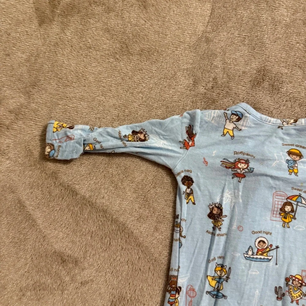 Bellabu Bear Bamboo Footie Pajamas 0-3M Global Goodnight Blue Two-Way Zip